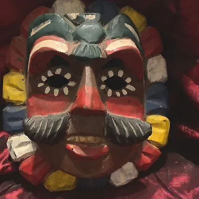 Vintage Carved Painted Wood Dance Mask Guatemalan Folk Art Mask • $45