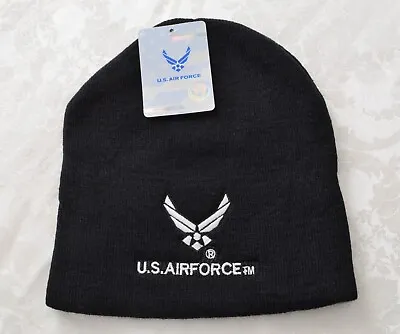 U.S. Air Force Licensed Black Beanie With Wings Design - Aim High • $9.99