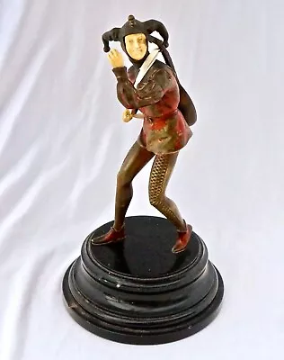 French 1920s Art Deco Cold Painted Bronze Statue Of A Jester By Georges Ormerth. • £650