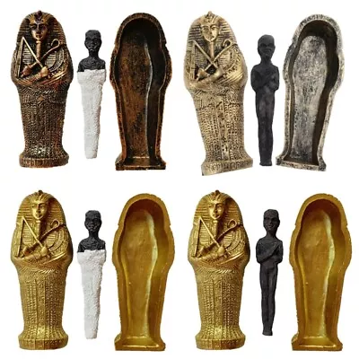 Ancient Egyptian Resin Coffin With Mummy Figurine Egypt Pharaoh Statue Miniature • £9.66