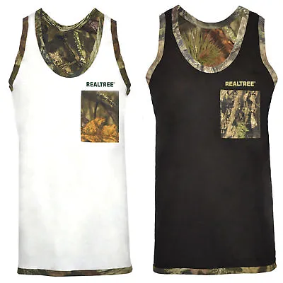 Mens Jungle Army Camo Muscle Vest RealTree Sleeveless Gym Weightlifting Tank Top • £8.99
