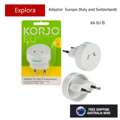 $17.50 • Buy Korjo Travel Adaptor From Australia/NZ To Europe Italy, Switzerland - 2 Pin