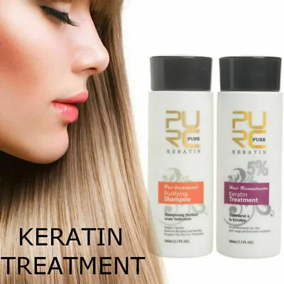 Pure Brazilian Keratin Hair Straightening Treatment 100ml Blow Dry + Shampoo Kit • $18.61