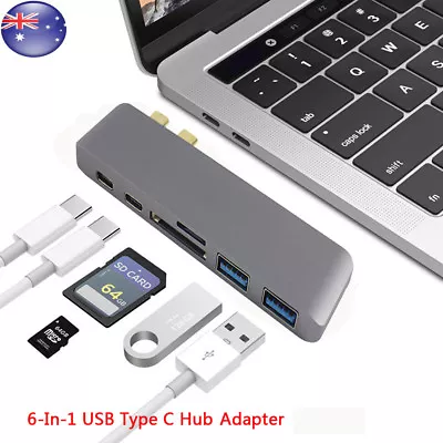 6 In 1 Dual Dongle USB 3.0 Port  USB C Hub Adapter  For MacBook Pro • $28.95