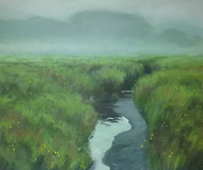 Fog Mist Marsh Impressionism Wetlands Landscape Art Oil Painting Realism Mire • $1200