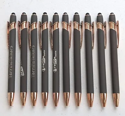 10ct Lot Misprint Metal Retractable Soft Touch Stylus Pens: SLATE GREY+ROSE GOLD • $13.99