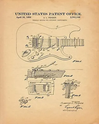 8744.Decoration Poster.Home Interior Wall Art Design.Patent.Guitar Fender • $53