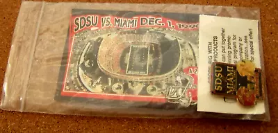 San Diego State Vs Miami NCAA Pin University 1990 Promotional Piece M&D • $13