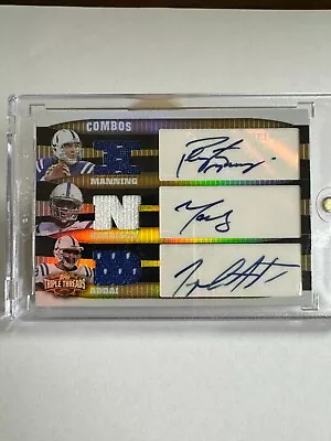 2006 Topps Triple Threads Peyton Manning Addai Harrison Combo Jersey Auto 2/9 • $449