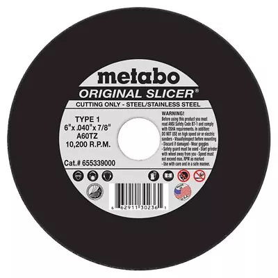 Box Of 50 Metabo Slicer Cut-Off Wheel Stainless Steel 6  X .040  X 7/8  65533900 • $96.99