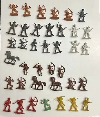 Vintage Cowboys & Indians & Horses 2  Plastic Figures HONG KONG Lot Of 38 • $6.95