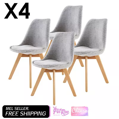 La Bella 4 Set Retro Dining Cafe Chair Padded Seat - Grey • $355.90