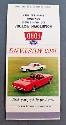 1965 Ford Mustang - Dealer Advertising Empty Match Book Cover - Sales Sample • $13