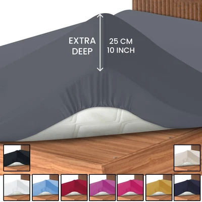 £4.99 • Buy Fitted Sheet Extra Deep 25 Cm Single Double King Size Full Bed Sheets UK