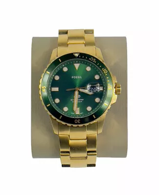 Fossil Mens Gold Plated Bracelet Watch With Green Dial Fs5950 • £94.99