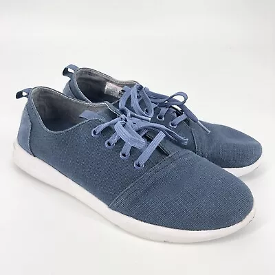 Men's Toms Blue Canvas & Suede Tie Lace Up Sneakers Size 8 • $26