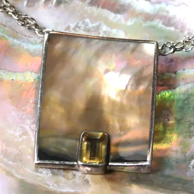 Handmade In Bali - Marta Howell Sterling 18  Citrine & Mother Of Pearl NECKLACE • $215