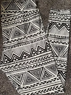 Lularoe Leggings OS Black And Off-White Aztec Tribal Southwest Chevron • $36.99