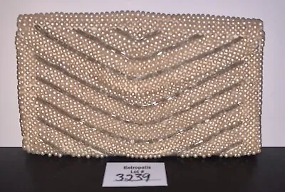 True Vintage 1930s Faux Pearl And Rhinestone Evening Handbag Clutch • $32.30