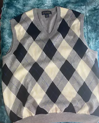 Brooks Brothers Sweater Vest Men's Large Extra Fine Italian Merino Wool Argyle • $39.99
