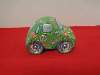 Peace Flowers Retro Candy VW Bug Collectable Green Tin • $10