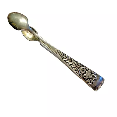 Vintage Silverplated Sugar Tongs Hallmarked Floral Petite Size Tea Party Supply • $29.25