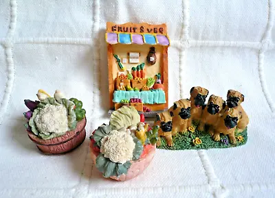 4 Piece Collection Of Resin Fridge Magnets And Ornaments Dogs / Vegetables • £12