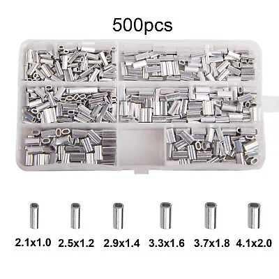 $12.99 • Buy 500pcs Aluminum Crimp Sleeve Tubes Full Size Kit Leader Rigging Tackle Connector