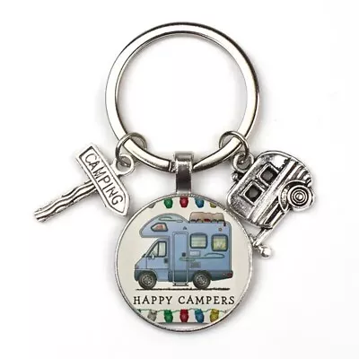 Happy Campers Keyring~Keychain~With Charms~Camping~Camper Van~BRAND NEW!!! • £2.39