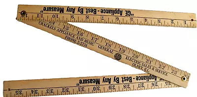 VINTAGE Wood Folding Advertising Wood Yardstick Ruler 'GE Appliance' • $10.95