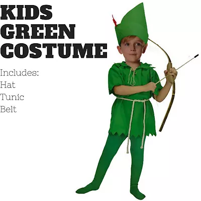 Children's Green Costume Peter Pan Robin Hood Elf Halloween Kids • $33