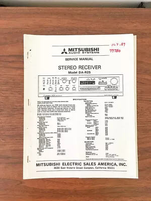 Mitsubishi DA-R25 Receiver Service Manual *Original* • $19.97