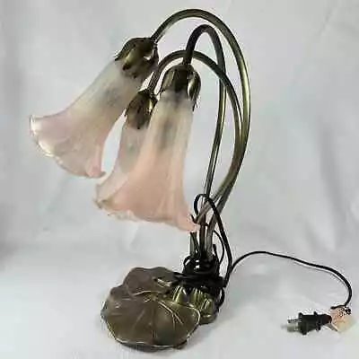 Lily Pad 3 Light Table Lamp Pink Glass Shades Meyda Tiffany Style Reproduction • $89.99