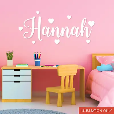 £2.99 • Buy Personalised Name Wall Sticker With Hearts/Stars Kids Childrens Bedroom Nursery