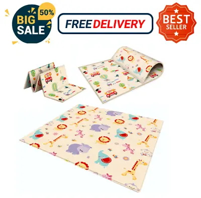 2Side Baby Play Mat Crawling Soft Blanket Folding Cartoon Waterproof Picnic Carp • £11.68