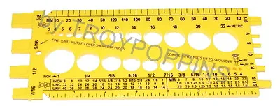 1-bolt Card/gauge Tool-plastic Yellow-measuring Hardware Both Standard & Metric • $8.50