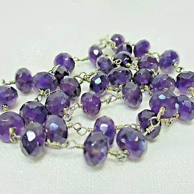 Necklace Amethyst Sterling 16 Inches Long Silver 925 Faceted Handcrafted Artisan • $56