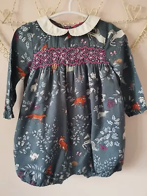 £6.99 • Buy Baby Boden Smocked Woodland Animals Romper Age 3-6 Months