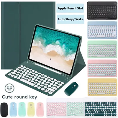 Keyboard Case Cover Mouse With Round Keycaps For IPad 5/6/7/8/9th Air Pro Mini 6 • £31.19