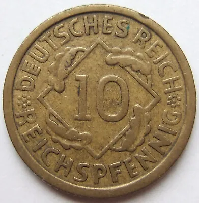 Coin German Reich Weimar Republic 10 Reichspfennig 1931 G IN • £266.64