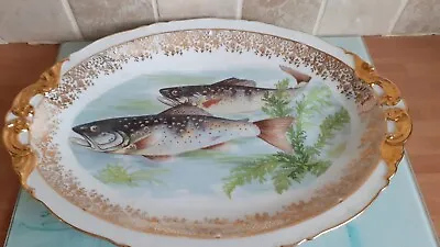 Vintage French Fish Dinner Service Limoges Porcelain - Gold Finish • £110