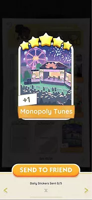 Monopoly Go Making Music Album 5⭐Star Sticker Set 13 - Monopoly Tunes • $7.70