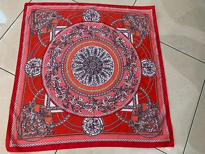 H&m Baroque Print Red Mix Polyester Scarf 34x34.5 Ins Made In Italy • £7.99