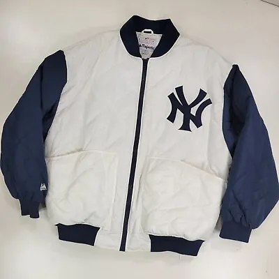 Rare Vintage NY Yankees Quilted Varsity Bomber By Majestic Athletic Size XL MLB • $89.99