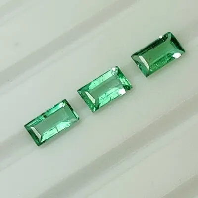 0.37 CT - VS-2 Natural 3 Zambian Emerald Octagon Set Good Luster Green - 3854 • $14.19