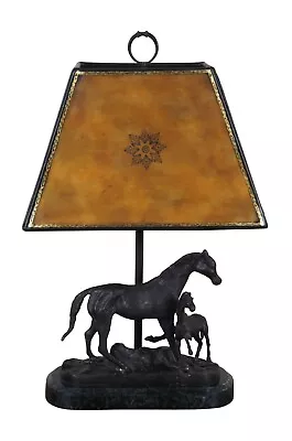Maitland Smith Bronze Marble Tooled Leather Equestrian Horse Table Lamp 21  • $1275