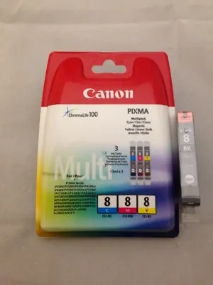 4 Genuine Canon CLI8 Inks Cli-8BK Cli-8C Cli-8M Cli-8Y Original Canon Cli 8 • £25.79