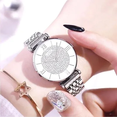 £7.45 • Buy Ladies Rhinestone Bracelet Watches Wrist Watch Quartz Analogue Rose Gold Silver