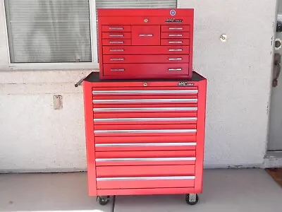 Vintage Mac MB9200 8 Drawer Roll Cab & MB510 10 Drawer Flip Top Chest Red USA • $1649.99