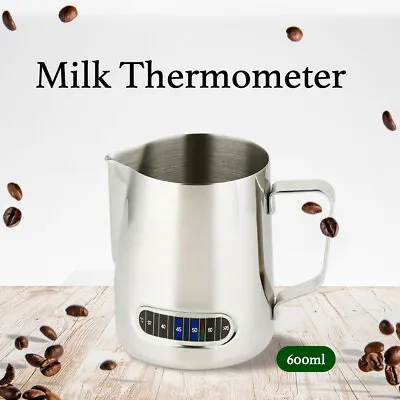 $13.90 • Buy 600ml Milk Frothing Thermometer Espresso Coffee Pitcher Stainless Steel Jug AU